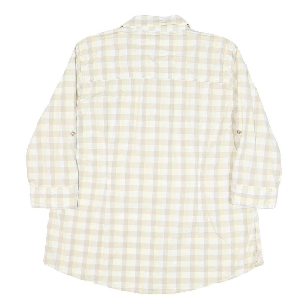 CARHARTT Womens Beige & Cream Checked Shirt XL Cotton Blend Button Up Casual