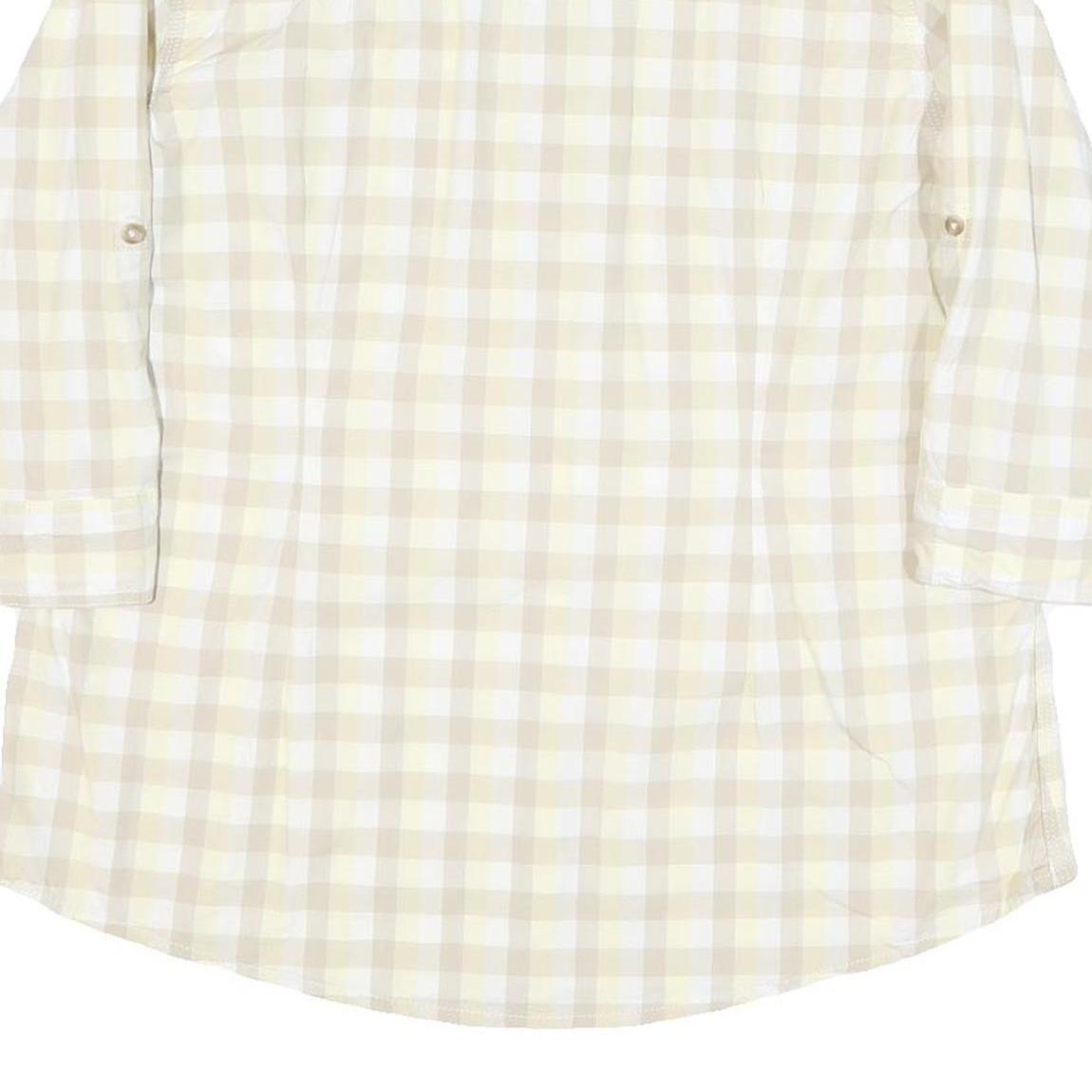 CARHARTT Womens Beige & Cream Checked Shirt XL Cotton Blend Button Up Casual
