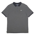 NIKE Mens Black & White Striped Polo Shirt XL Cotton Basic Short Sleeve