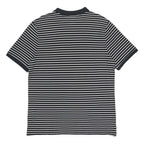 NIKE Mens Black & White Striped Polo Shirt XL Cotton Basic Short Sleeve