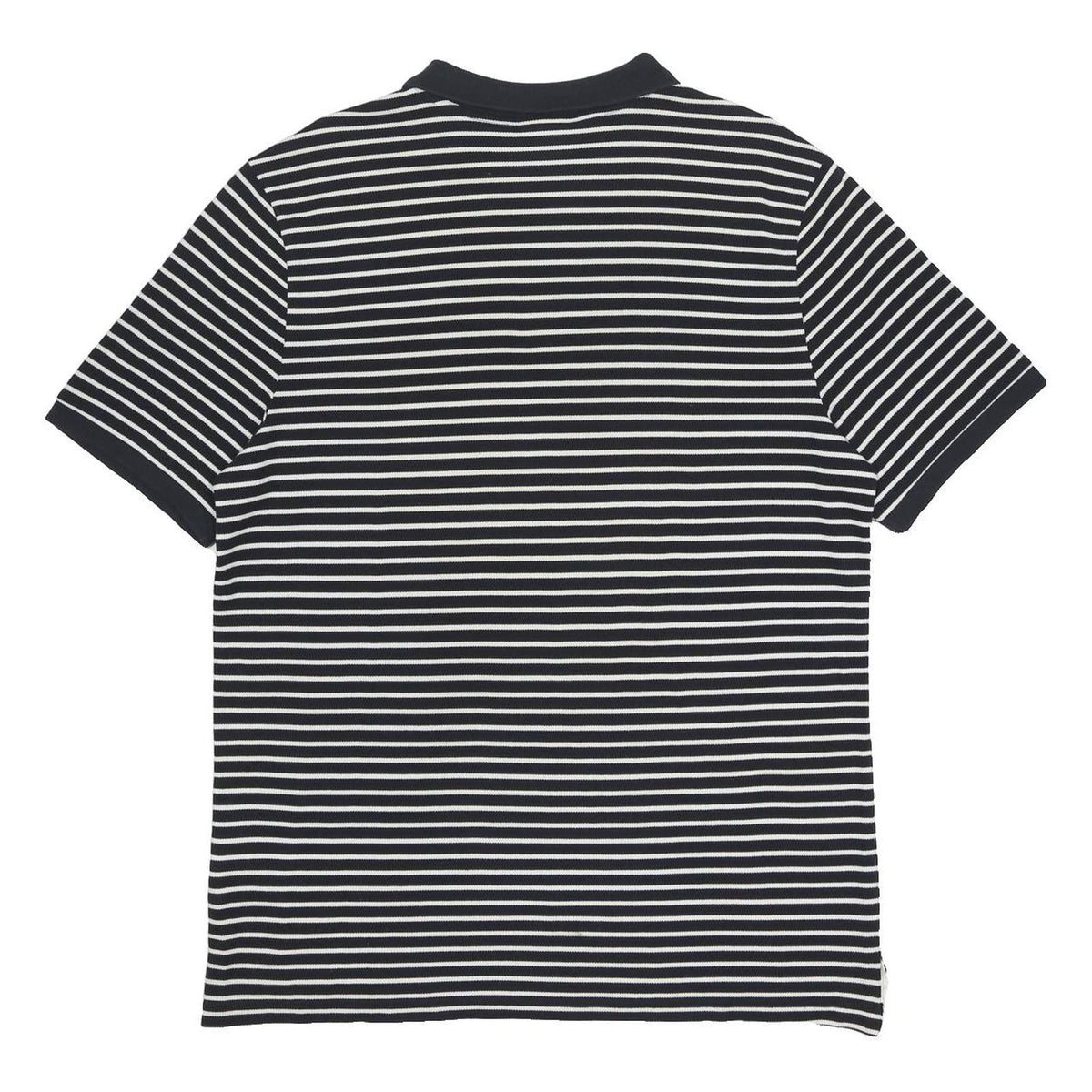 NIKE Mens Black & White Striped Polo Shirt XL Cotton Basic Short Sleeve