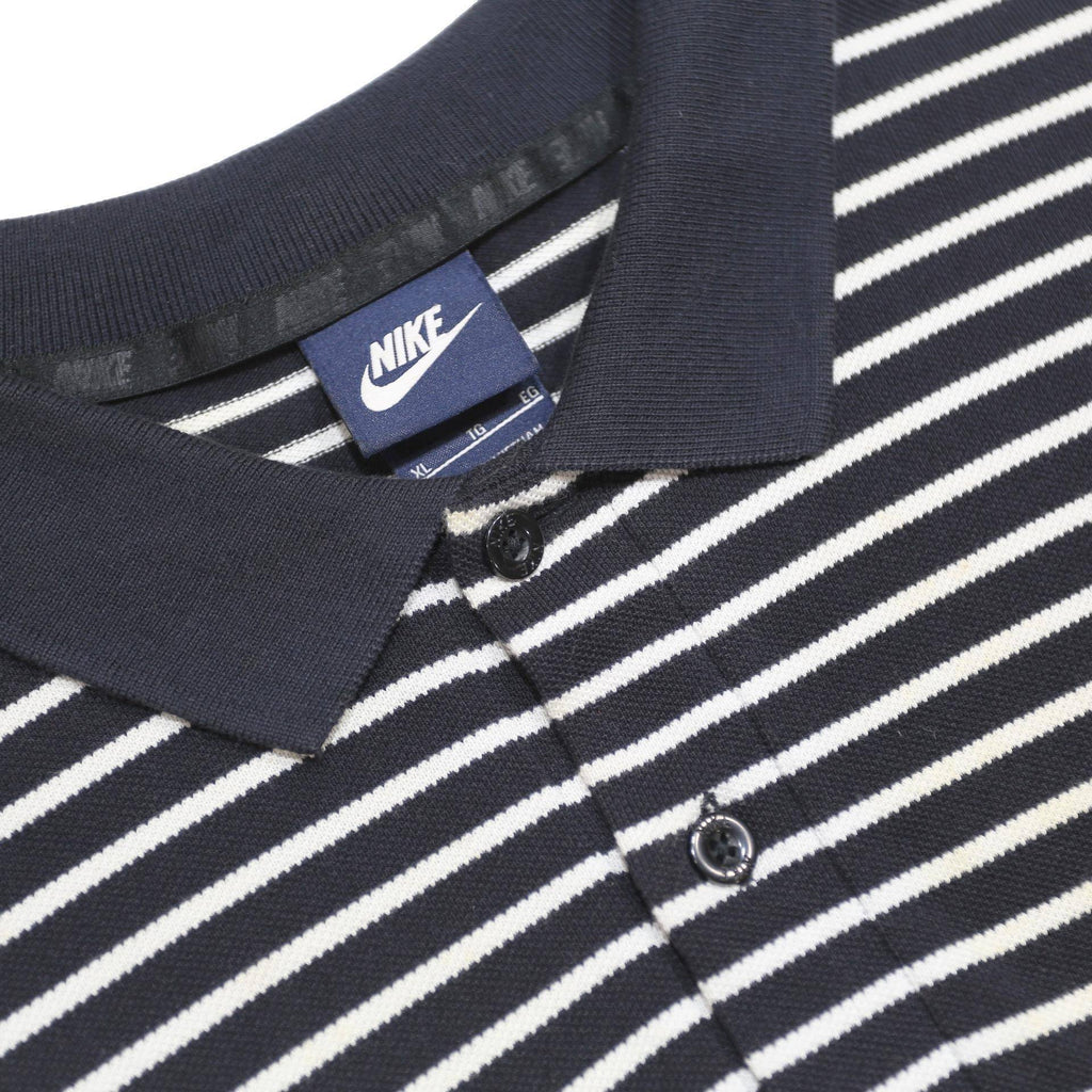 NIKE Mens Black & White Striped Polo Shirt XL Cotton Basic Short Sleeve