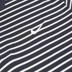NIKE Mens Black & White Striped Polo Shirt XL Cotton Basic Short Sleeve