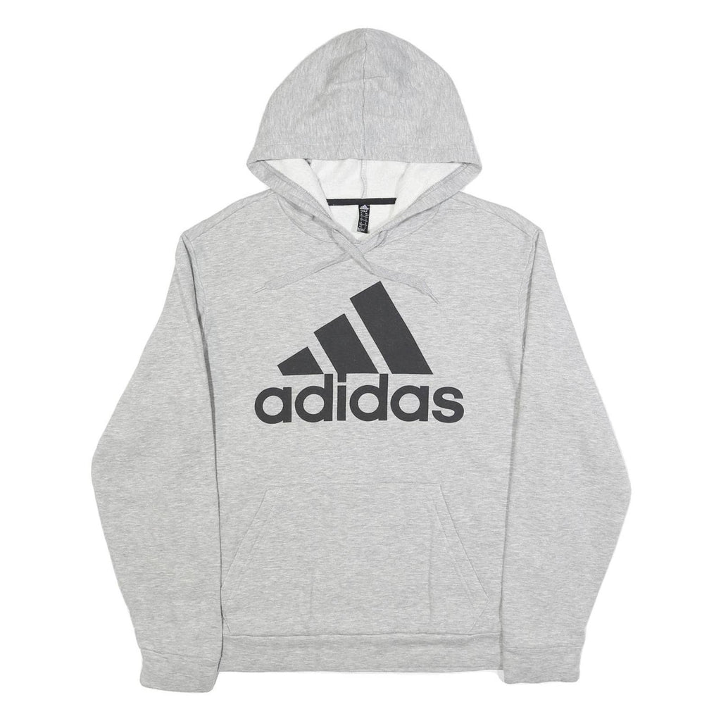 ADIDAS Mens Grey Pullover Hoodie M Cotton Blend Casual Sportswear Sweatshirt