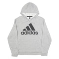 ADIDAS Mens Grey Pullover Hoodie M Cotton Blend Casual Sportswear Sweatshirt
