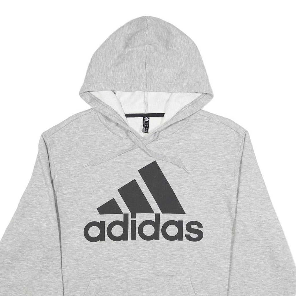ADIDAS Mens Grey Pullover Hoodie M Cotton Blend Casual Sportswear Sweatshirt