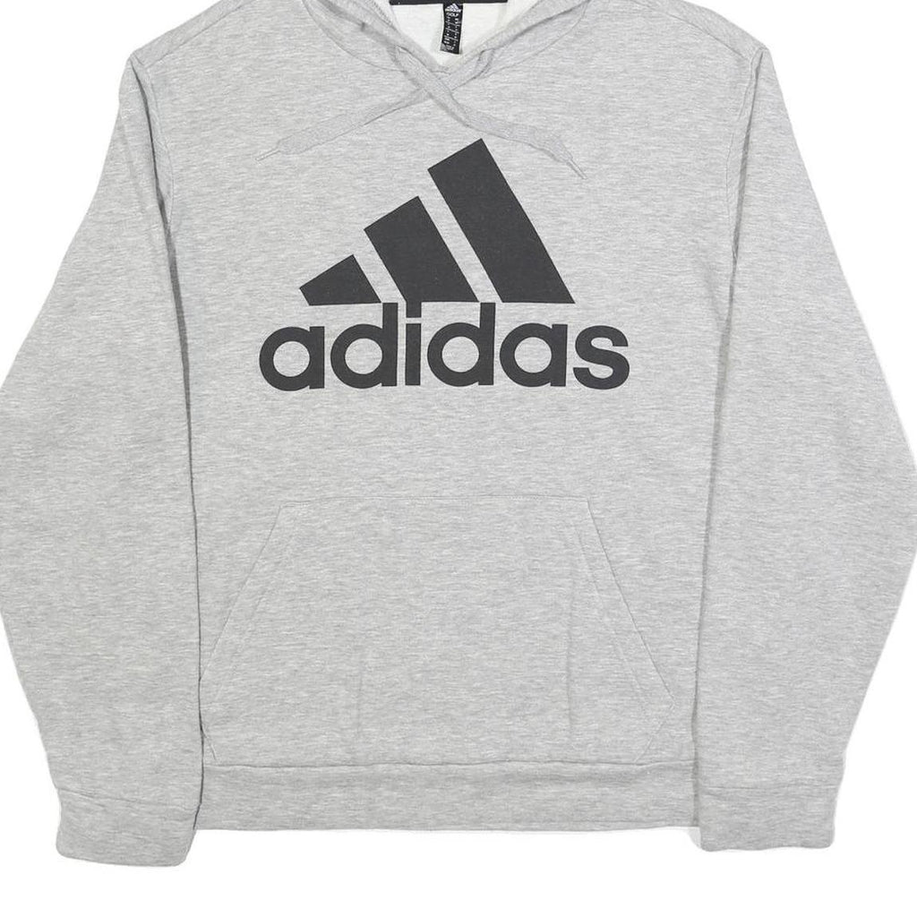 ADIDAS Mens Grey Pullover Hoodie M Cotton Blend Casual Sportswear Sweatshirt
