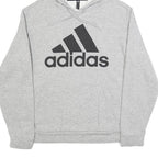 ADIDAS Mens Grey Pullover Hoodie M Cotton Blend Casual Sportswear Sweatshirt