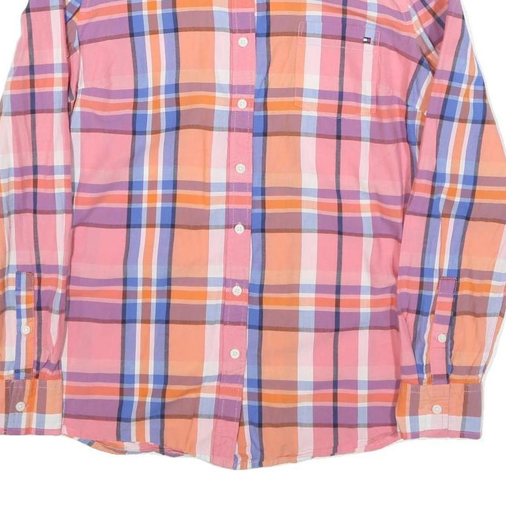 TOMMY HILFIGER Womens Pink & Orange Checked Shirt S Classic Fit Casual