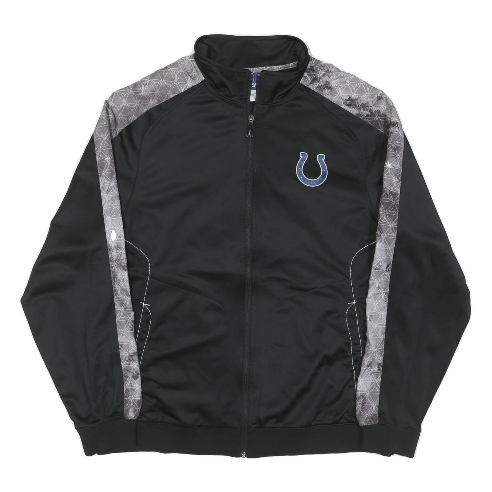 REEBOK Mens Black Grey NFL Track Jacket XL Polyester Blend Zip Sportswear