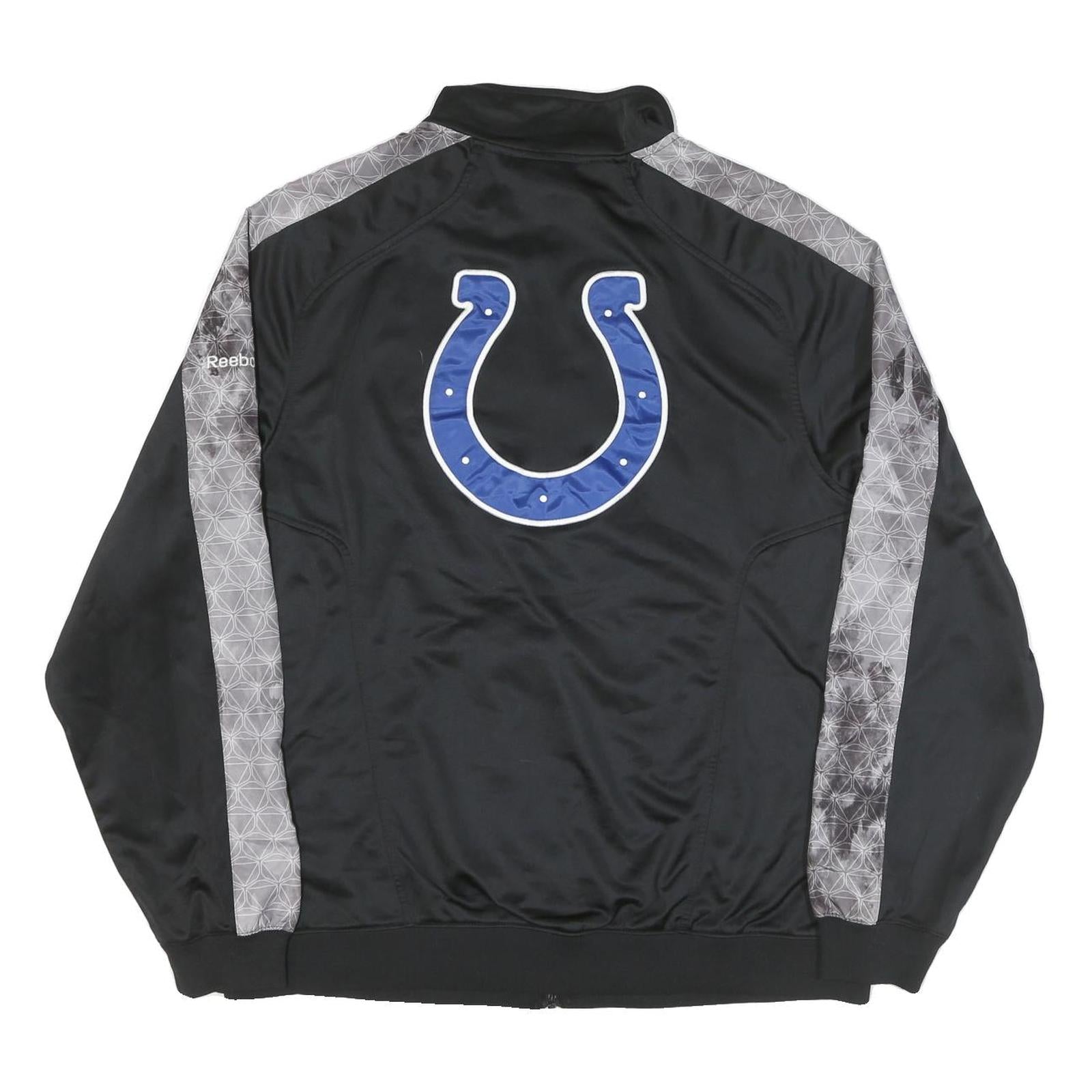 REEBOK Mens Black Grey NFL Track Jacket XL Polyester Blend Zip Sportswear