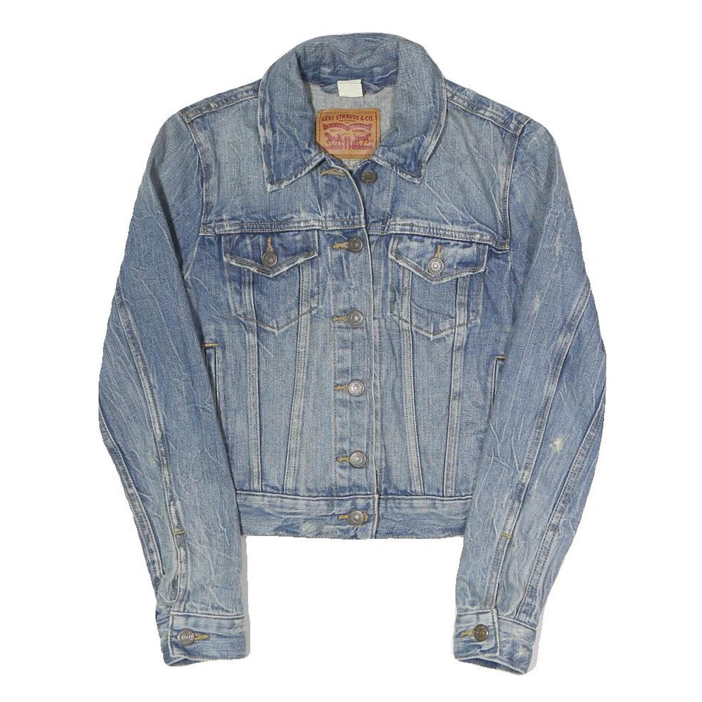 LEVI'S Womens Blue Denim Jacket XS Cotton Blend Button Closure Classic