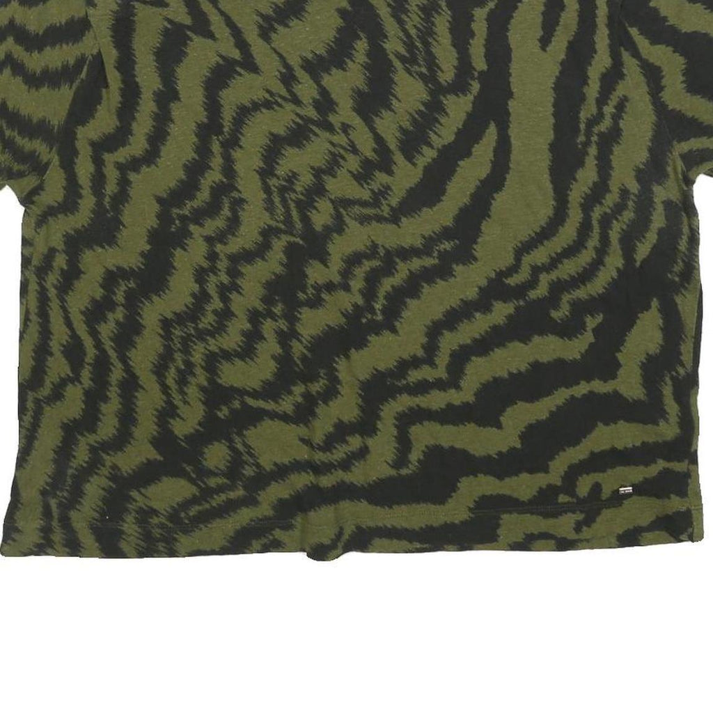 TED BAKER Womens Green & Black Printed T Shirt Short Sleeve Round Neck L Casual