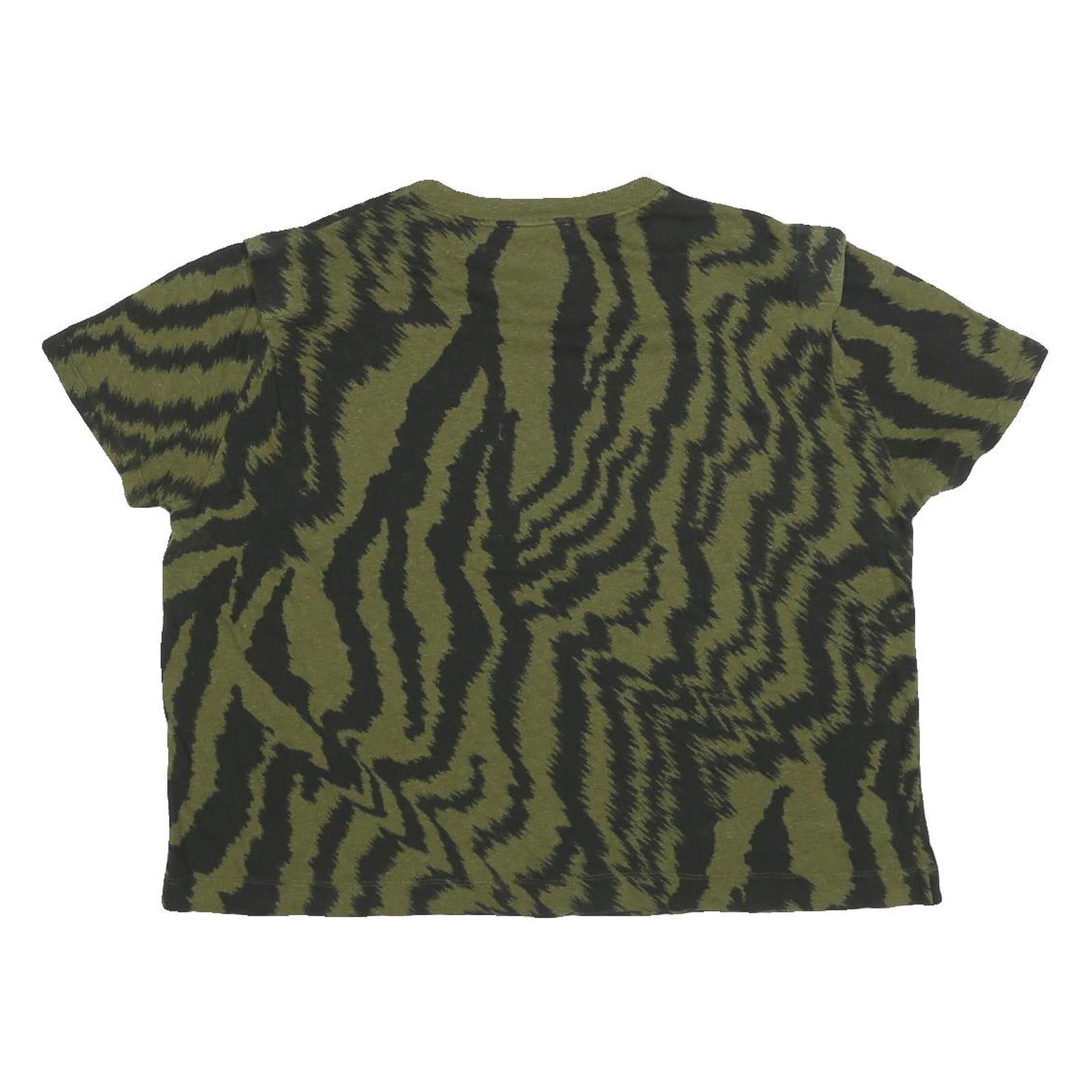 TED BAKER Womens Green & Black Printed T Shirt Short Sleeve Round Neck L Casual