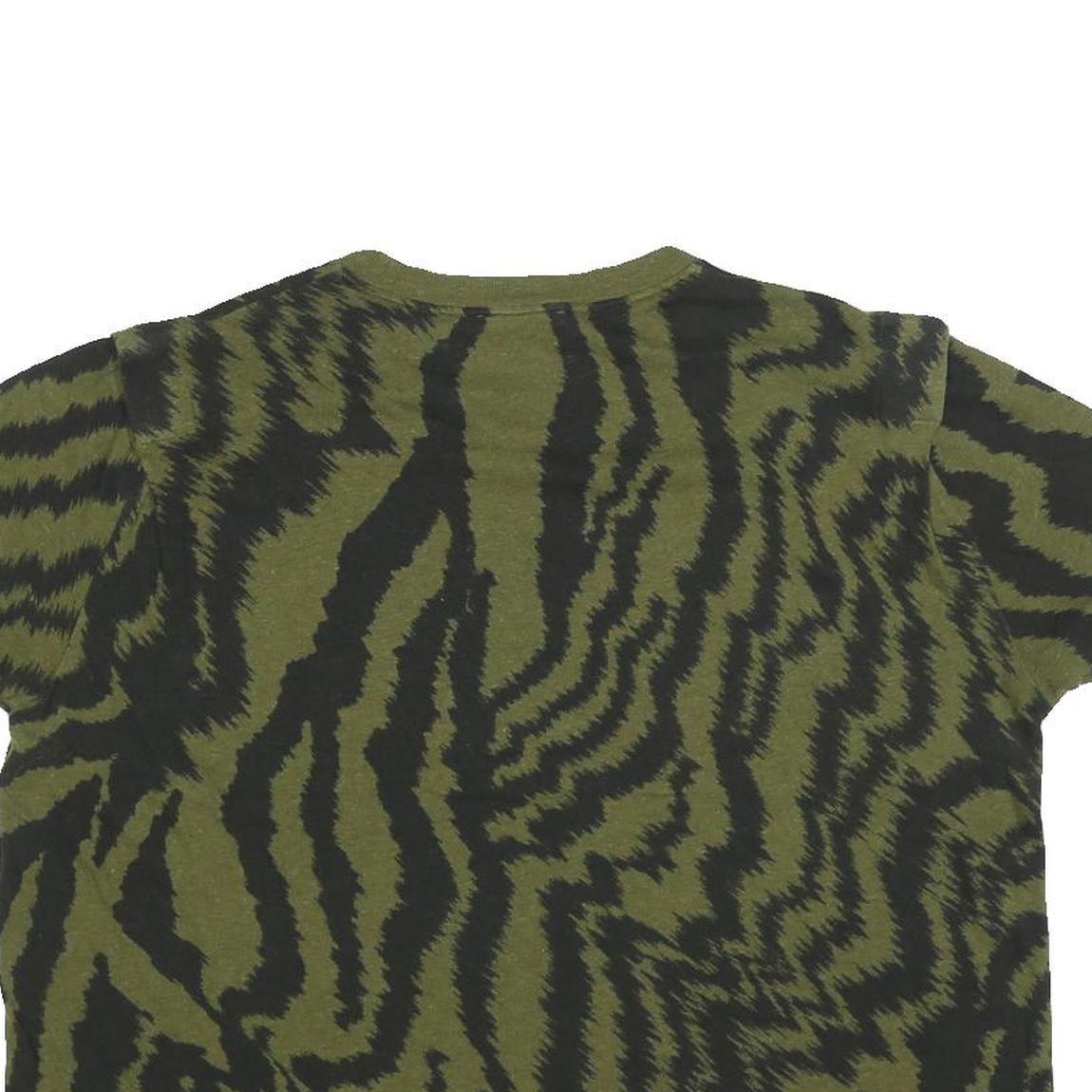 TED BAKER Womens Green & Black Printed T Shirt Short Sleeve Round Neck L Casual