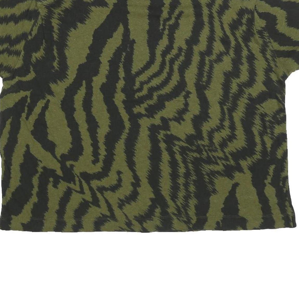 TED BAKER Womens Green & Black Printed T Shirt Short Sleeve Round Neck L Casual