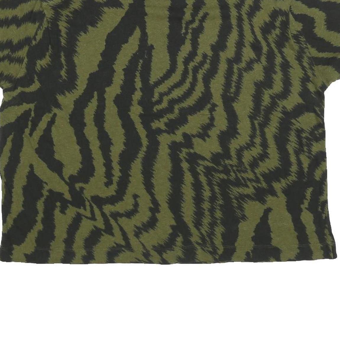 TED BAKER Womens Green & Black Printed T Shirt Short Sleeve Round Neck L Casual