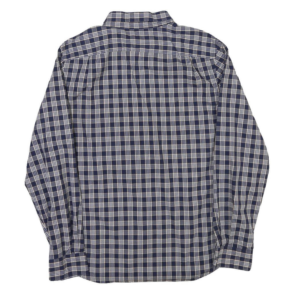 NAUTICA Mens Blue & Cream Check Button-Down Shirt L Classic Cotton Blend Casual