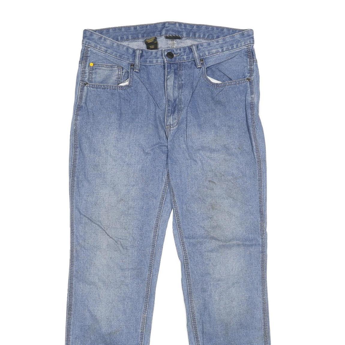 CAT Mens Light Blue Regular Fit Straight Denim Jeans W34 L32 Workwear