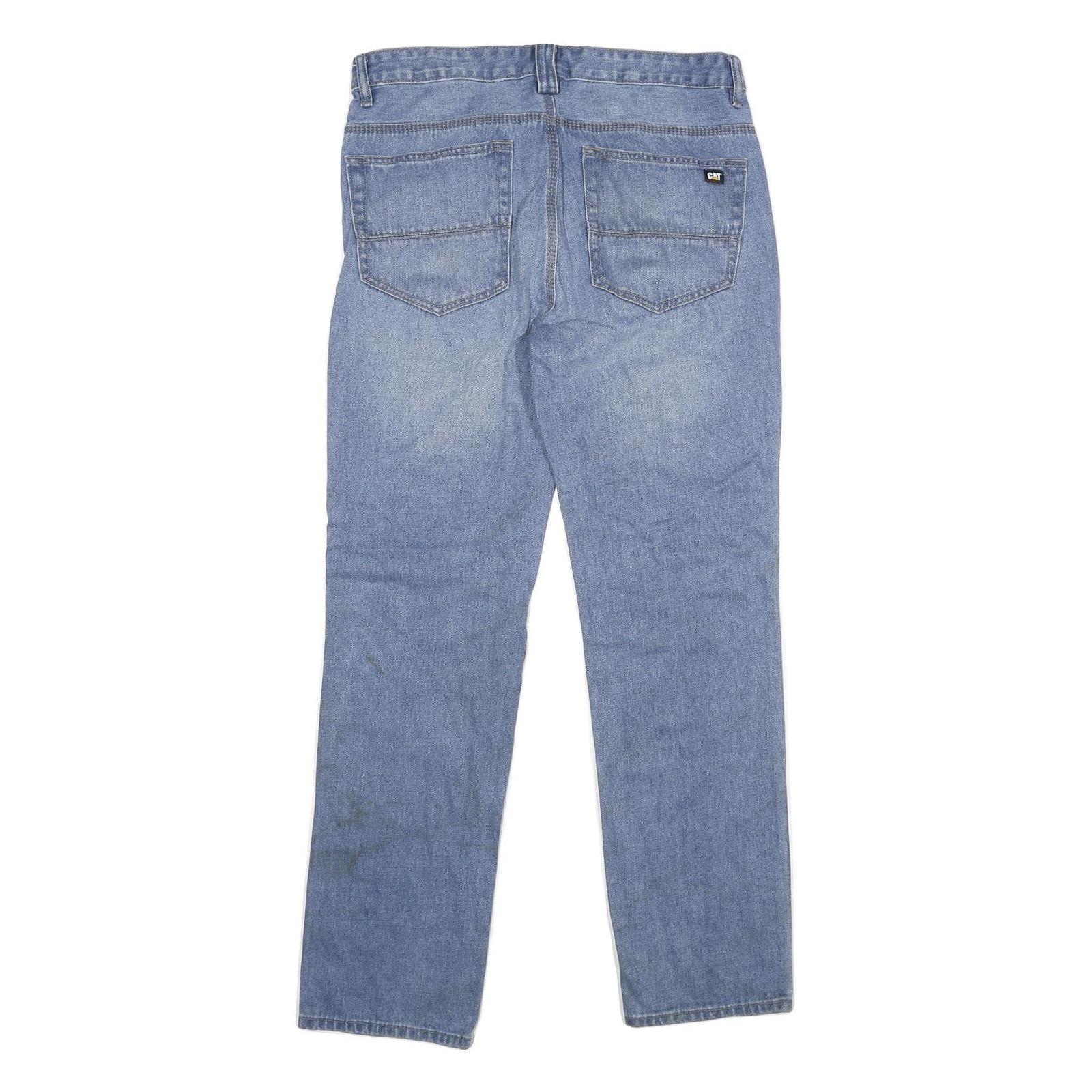 CAT Mens Light Blue Regular Fit Straight Denim Jeans W34 L32 Workwear