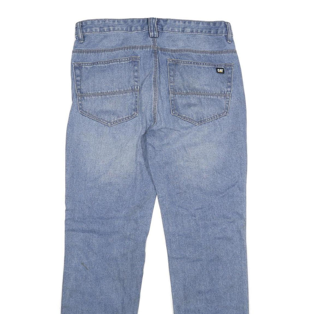 CAT Mens Light Blue Regular Fit Straight Denim Jeans W34 L32 Workwear