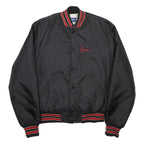 HOLLOWAY Mens Black & Red Varsity Jacket M Nylon Button Bomber Retro