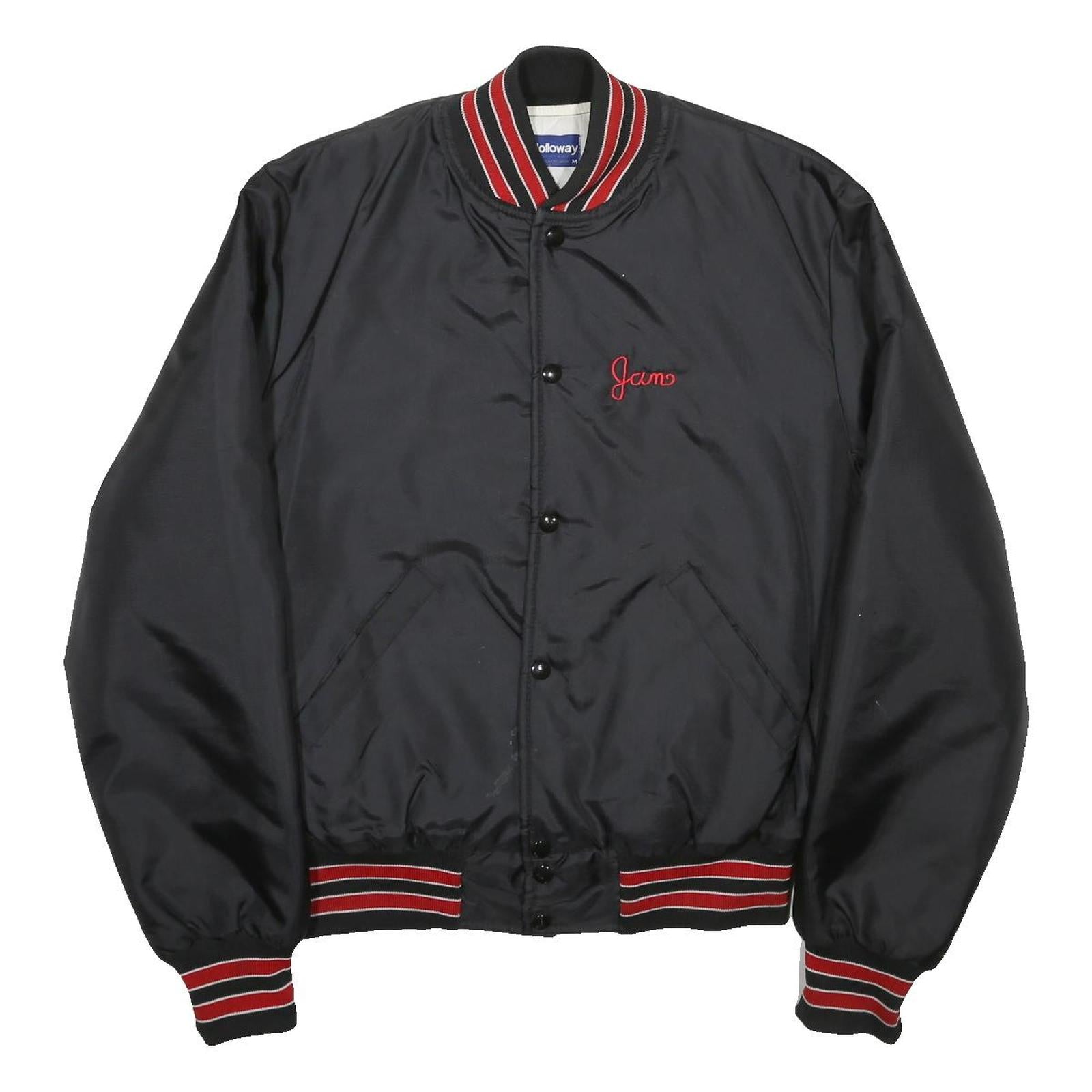 HOLLOWAY Mens Black & Red Varsity Jacket M Nylon Button Bomber Retro