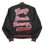 HOLLOWAY Mens Black & Red Varsity Jacket M Nylon Button Bomber Retro