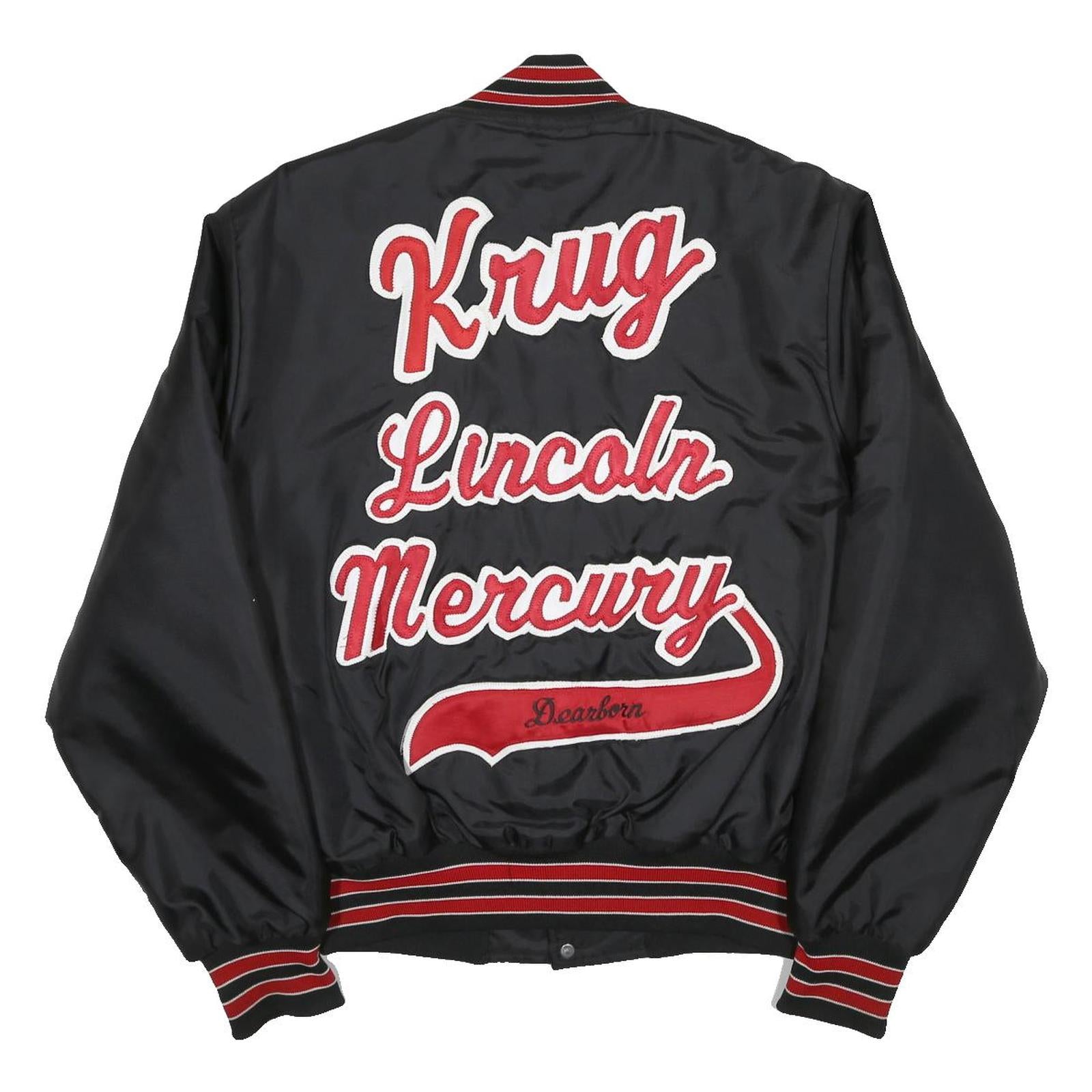 HOLLOWAY Mens Black & Red Varsity Jacket M Nylon Button Bomber Retro