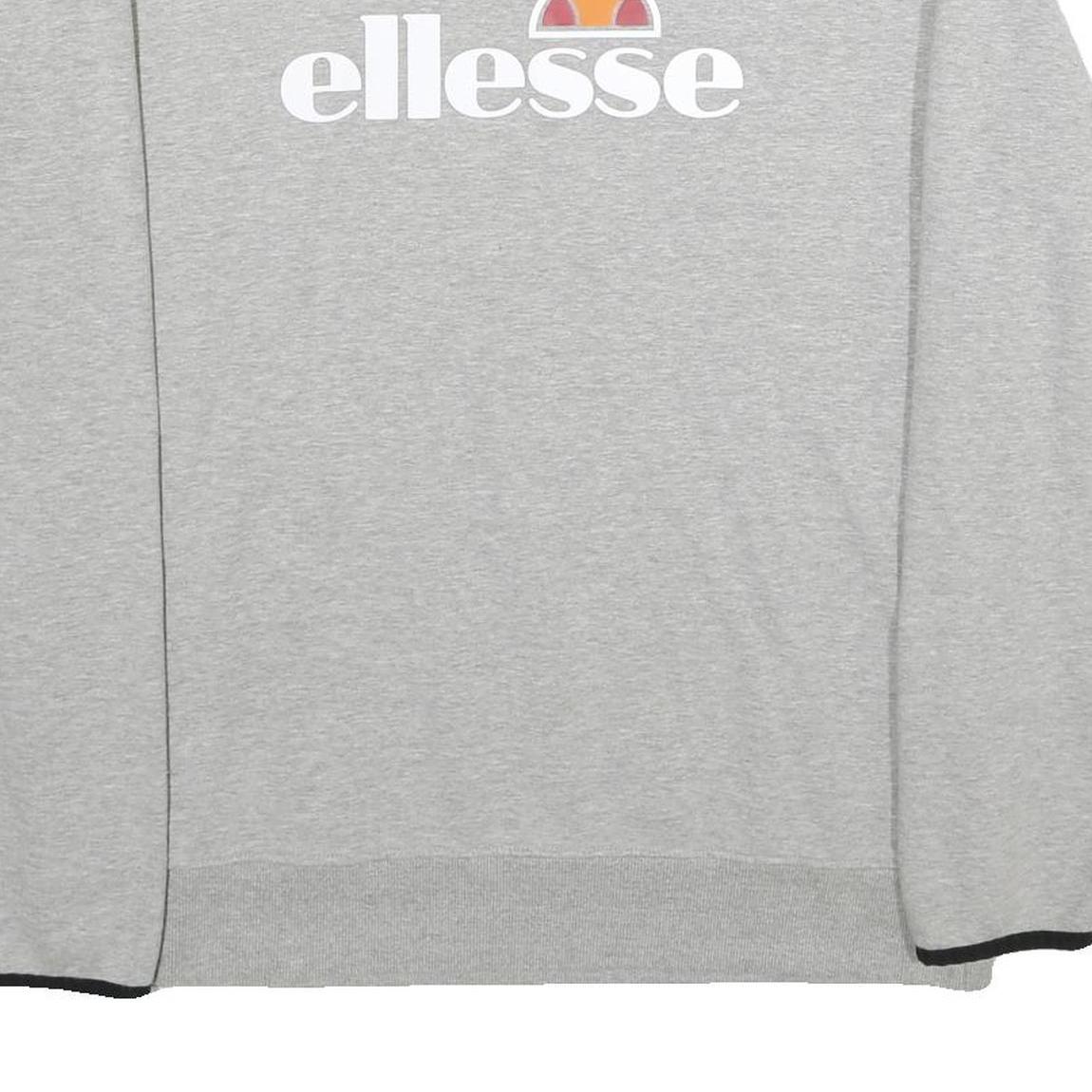 ELLESSE Mens Grey Crew Neck L Cotton Blend Sweatshirt Logo Printed