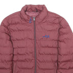 FILA Womens Maroon Synthetic Puffer Jacket S Woven Zip Up Lightweight