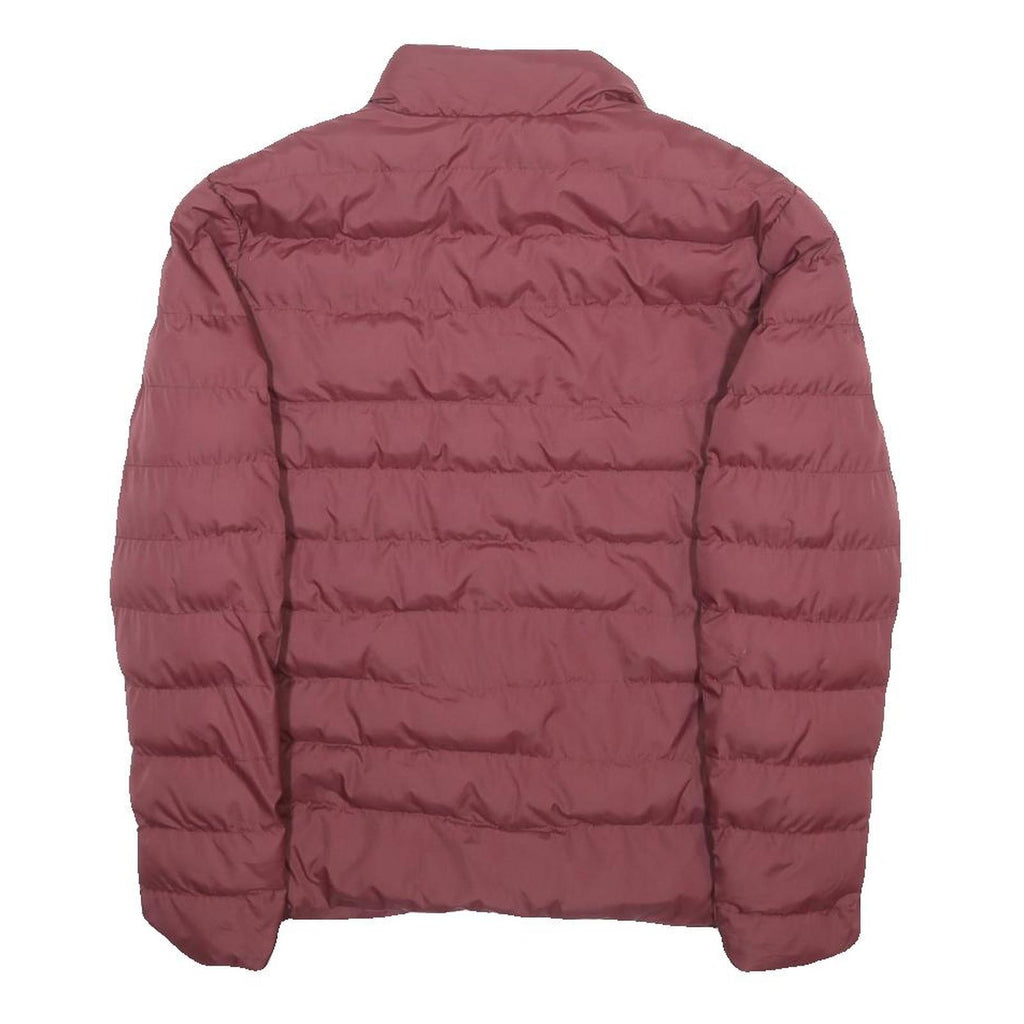 FILA Womens Maroon Synthetic Puffer Jacket S Woven Zip Up Lightweight