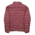 FILA Womens Maroon Synthetic Puffer Jacket S Woven Zip Up Lightweight
