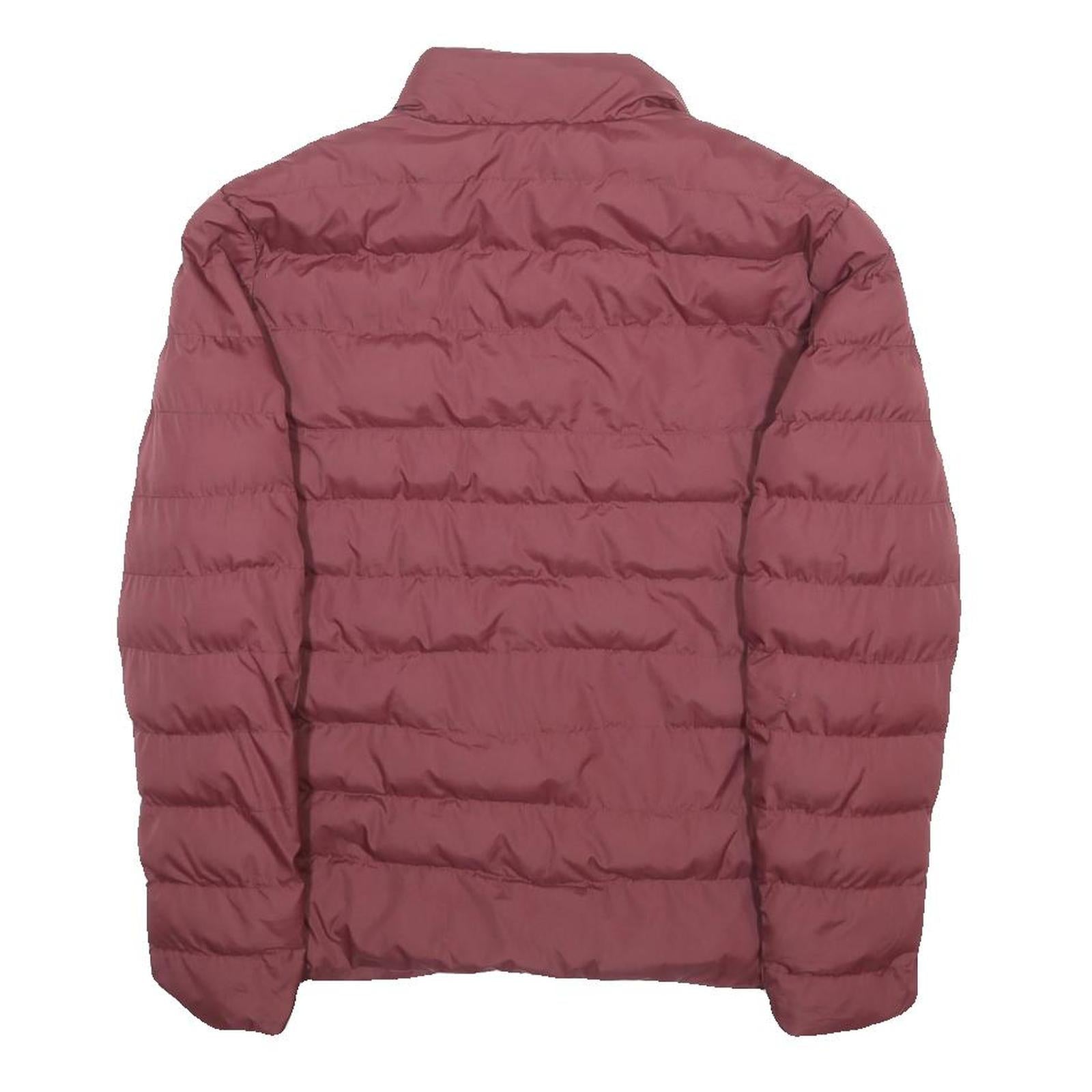 FILA Womens Maroon Synthetic Puffer Jacket S Woven Zip Up Lightweight