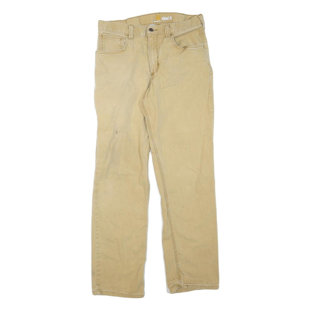 CARHARTT Mens Cotton Blend Beige Regular Fit Straight Leg Trousers W32 L32