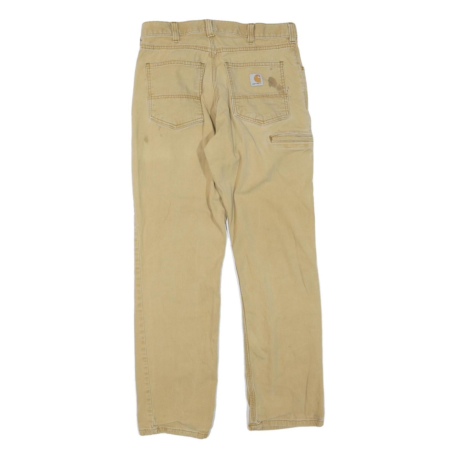 CARHARTT Mens Cotton Blend Beige Regular Fit Straight Leg Trousers W32 L32