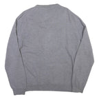 CALVIN KLEIN Mens Grey Plain Cotton Blend V-Neck Basic Knit Jumper 2XL Classic