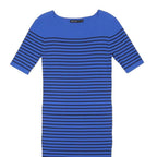 KAREN MILLEN Womens Blue & Black Striped Bodycon Knit Midi Dress L Stylish Fit