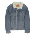 LEVI'S Mens Blue Denim Sherpa Collar Jacket L Cotton Blend Button Closure