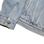 LEVI'S Mens Blue Denim Sherpa Collar Jacket L Cotton Blend Button Closure