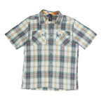 THE NORTH FACE Mens Blue White & Yellow Check Shirt M Cotton Casual Short Sleeve