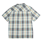 THE NORTH FACE Mens Blue White & Yellow Check Shirt M Cotton Casual Short Sleeve