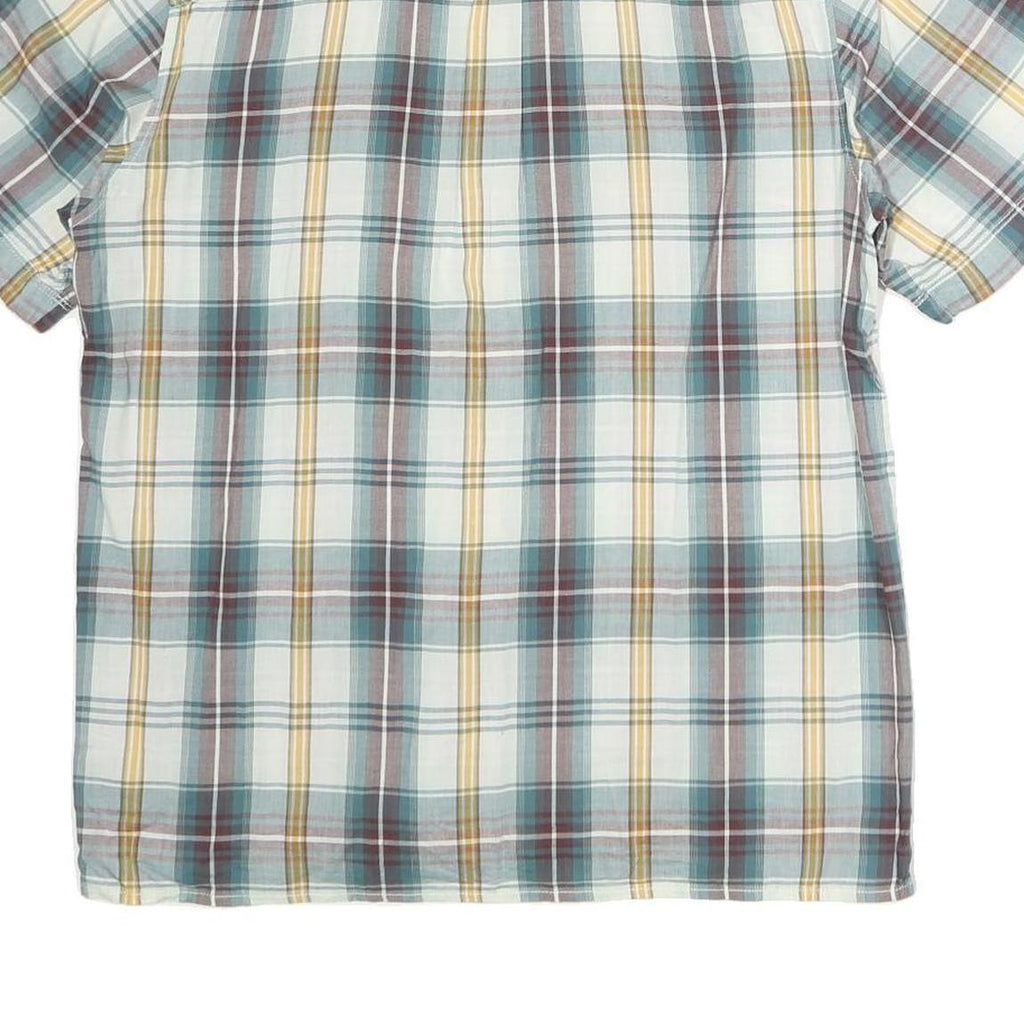 THE NORTH FACE Mens Blue White & Yellow Check Shirt M Cotton Casual Short Sleeve