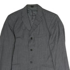 Mens Grey Plain Classic Jacket L Cotton Button Closure Formal Blazer