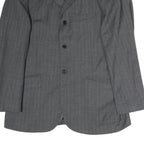 Mens Grey Plain Classic Jacket L Cotton Button Closure Formal Blazer