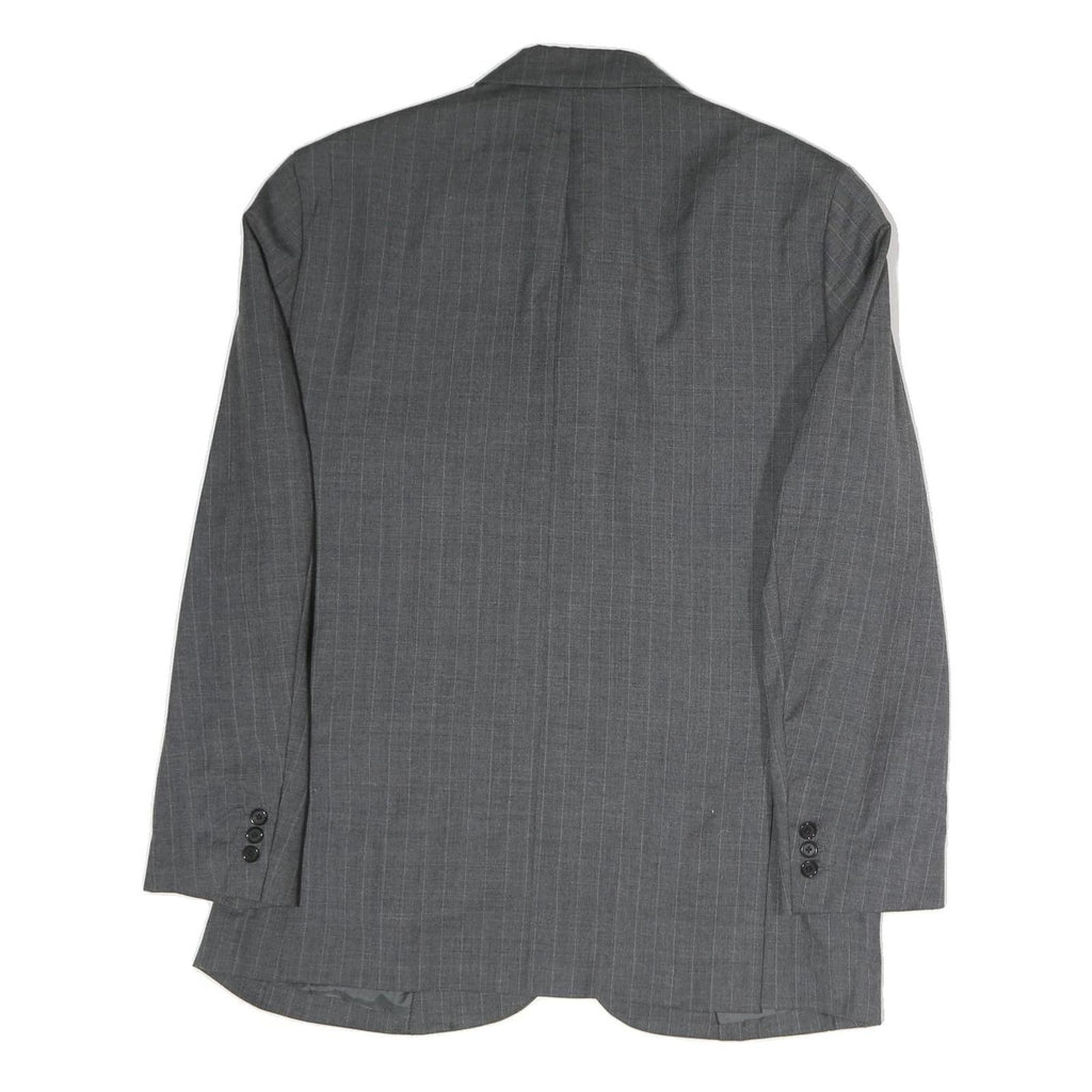 Mens Grey Plain Classic Jacket L Cotton Button Closure Formal Blazer
