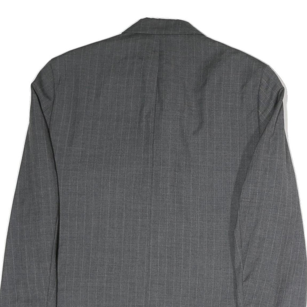 Mens Grey Plain Classic Jacket L Cotton Button Closure Formal Blazer