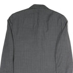 Mens Grey Plain Classic Jacket L Cotton Button Closure Formal Blazer