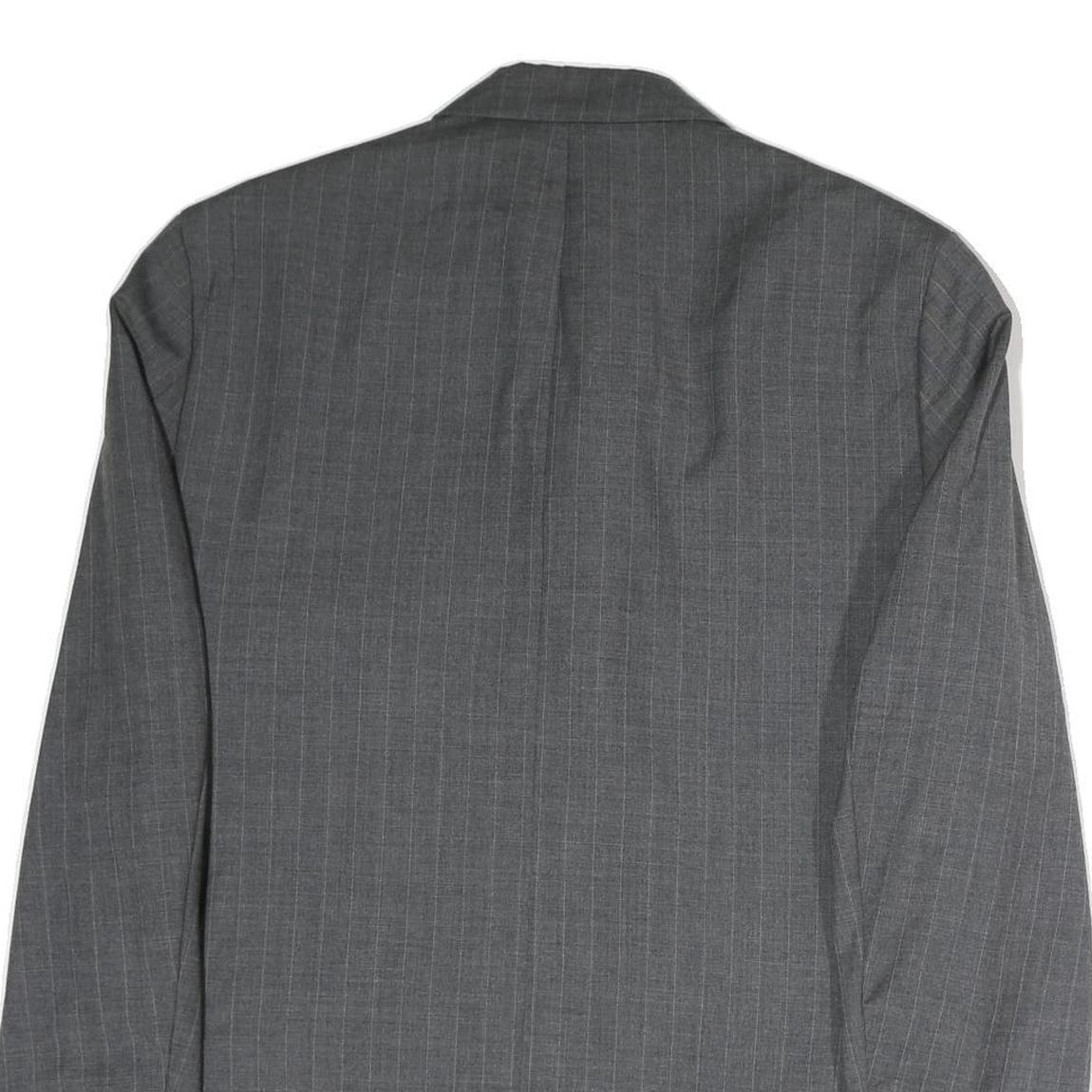 Mens Grey Plain Classic Jacket L Cotton Button Closure Formal Blazer