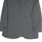 Mens Grey Plain Classic Jacket L Cotton Button Closure Formal Blazer